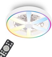 BRIlONER Air - Plafondventilator met RGB verlichting - plafondventilator dimbaar - ventilator lamp 5 snelheden - zomer- en wintermodus - RGB & CCT - Ø48cm - wit