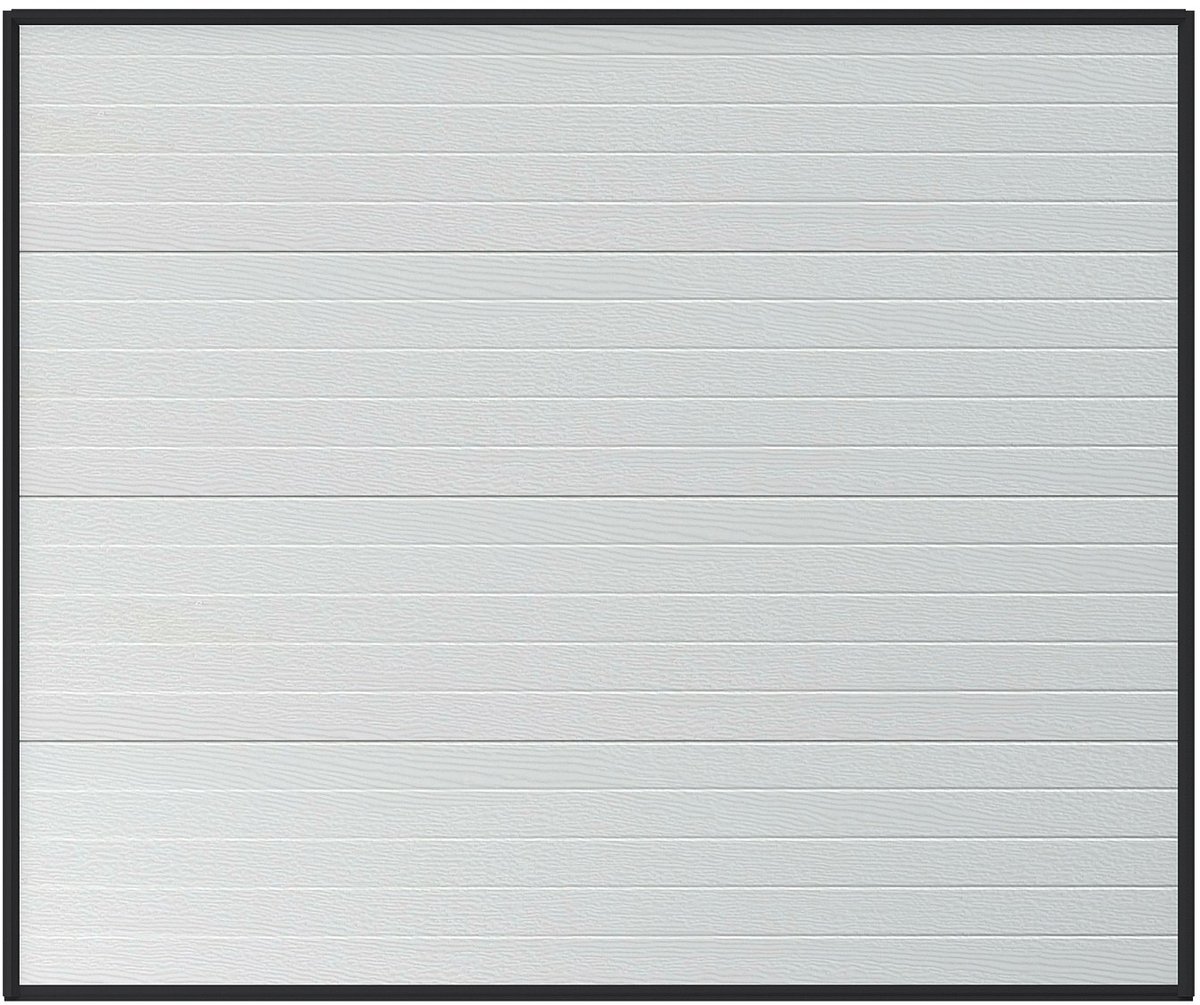 Vente-unique Sectionale garagedeur wit gegroefd effect met motor - NORIA L 243 cm x H 199 cm x D 4 cm