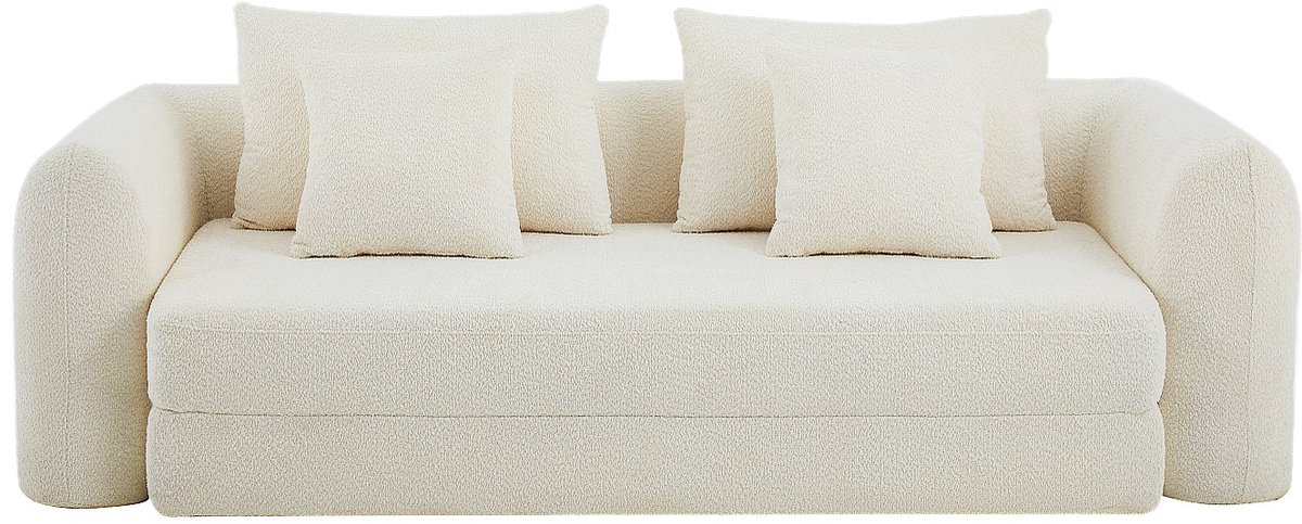 Vente-unique CATONO 3-zits slaapbank in beige boucléstof