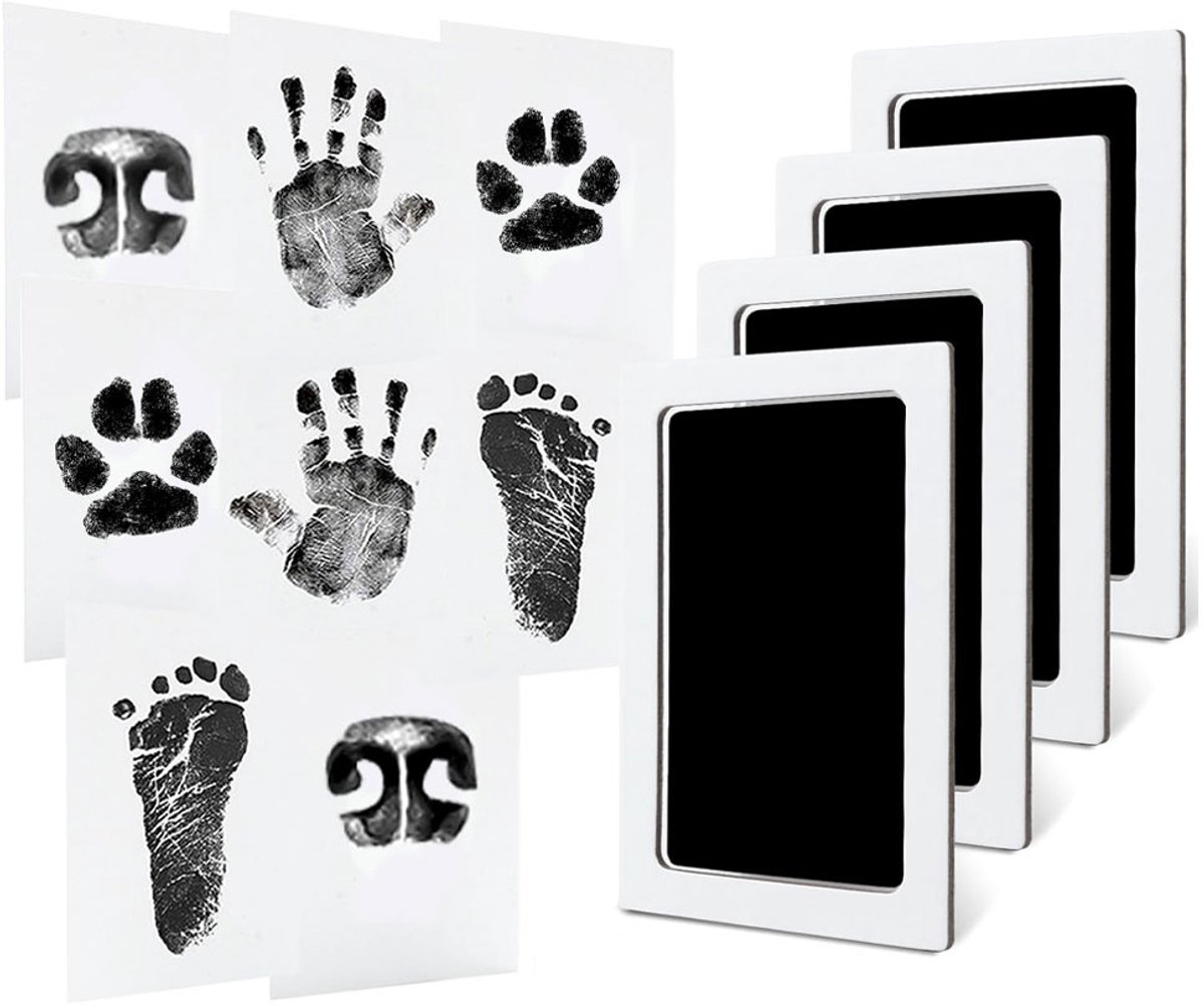 4-pack inktloze baby hand- en voetafdrukset voor baby's, katten en andere huisdieren. Schoon aanraakbaar inktkussen voor baby's, pasgeborenen en andere huisdieren. Een handig en knoeivrij inktkussen. （12 x 7.5）