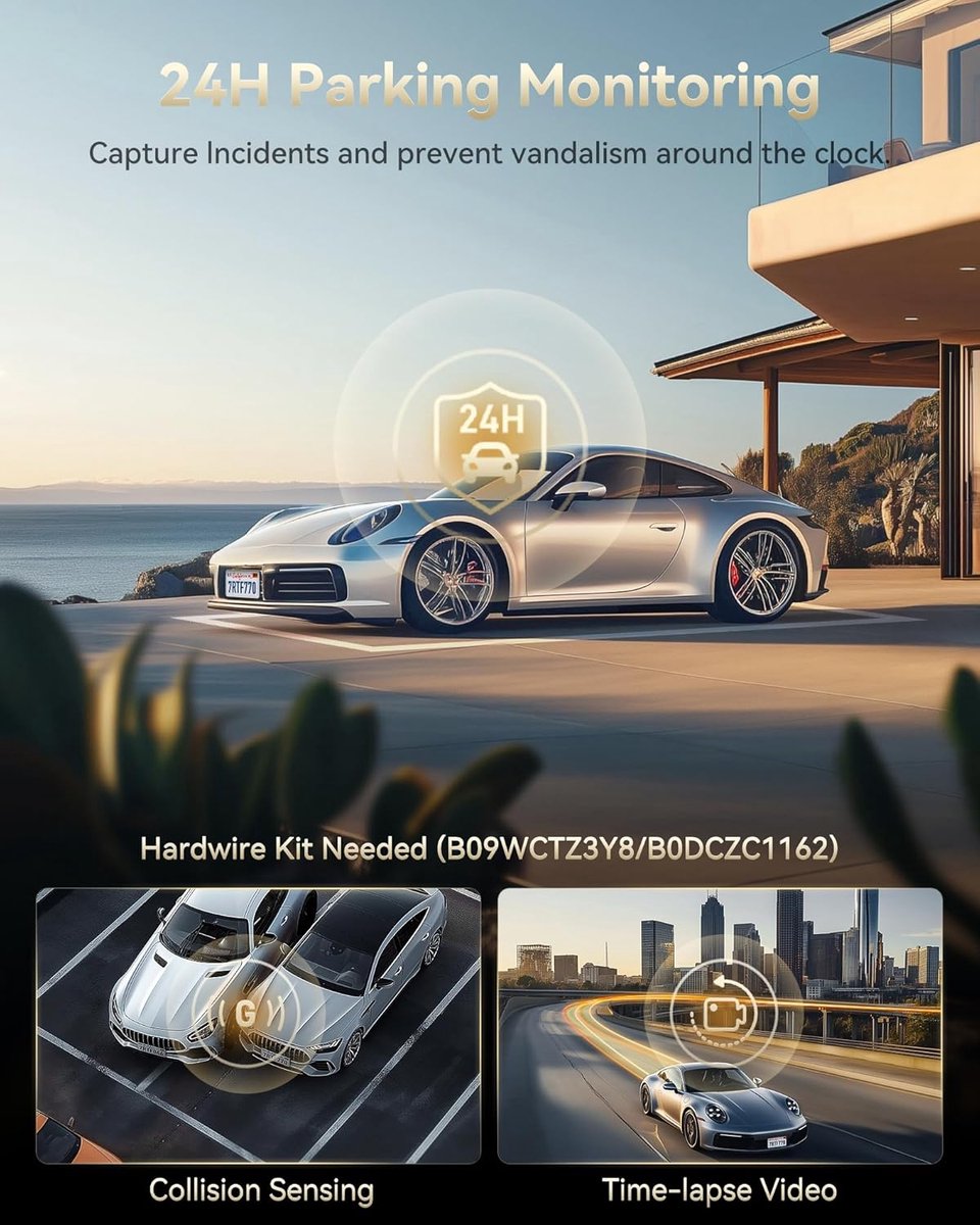 RedTiger F77 VO2 - Dual Dashcam voor auto - Ultra 4K & 4K - Voor en Achter Camera - 2026 model - Met Touchscreen - WiFi en GPS - 4.0 Inch met App - Sony Sensor Nachtzicht - Dashcams - Parkeerbewaking - G Sensor - Loop opname - 128GB Intern geheugen thumbnail 6