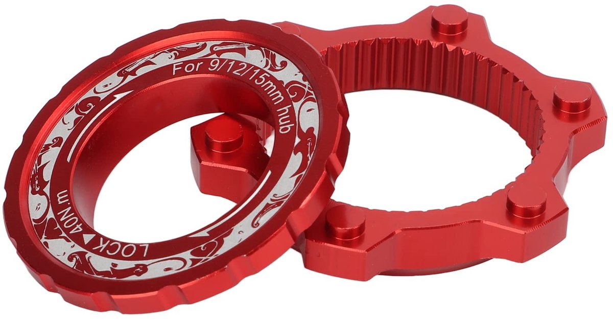 NTH products - Fiets Center Lock - Aluminium Rotor Adapter - Rood - 6 Bouten - Geschikt voor Mountainbikes - 44mm Hole Spacing