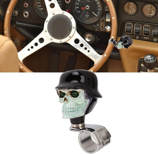 Skull Vorm Stuurknop voor Auto, Boot of Vrachtwagen - Stuurwiel Suïcide Knop, Handvat Spinner voor Gemakkelijk Sturen en Comfortabel Rijden — afbeelding 5