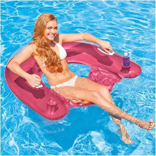 Opblaasbare Loungestoel - Waterhangmat Zwembad - Ontspannen Drijven - Met Handgrepen Bekerhouders - 95 x 80 x 25 cm - Fonkelend van Merkloos — afbeelding 2