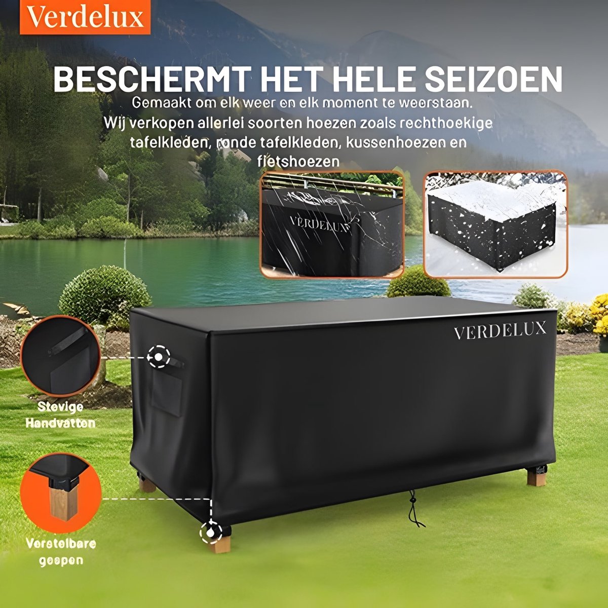Tafelhoes 261 x 121 x 80 cm Zwart