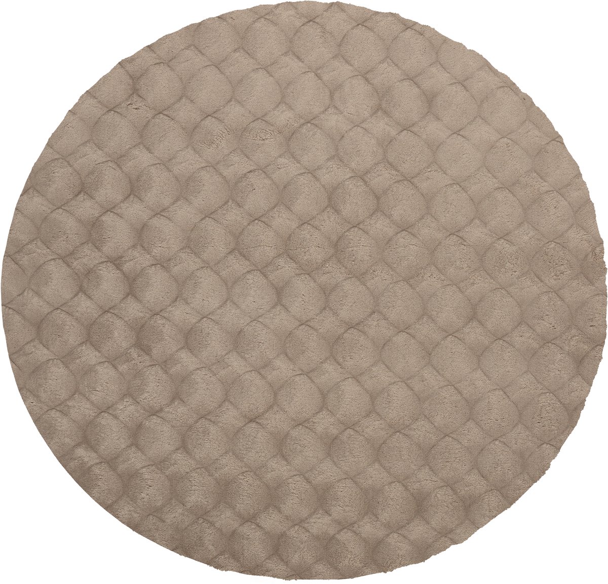 Rond vloerkleed Diamond Cut 800 taupe – Ø 200 cm – 100% polyester, machinegeweven