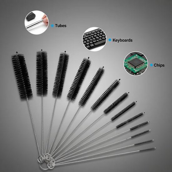 13-delige Nylon Buisborstelset - Flessenborstel voor Fles, Slang, Pijp, Reageerbuizen, Blender, Juicer - 21 cm, diverse diameters (1,5 mm tot 2,5 cm) — afbeelding 5