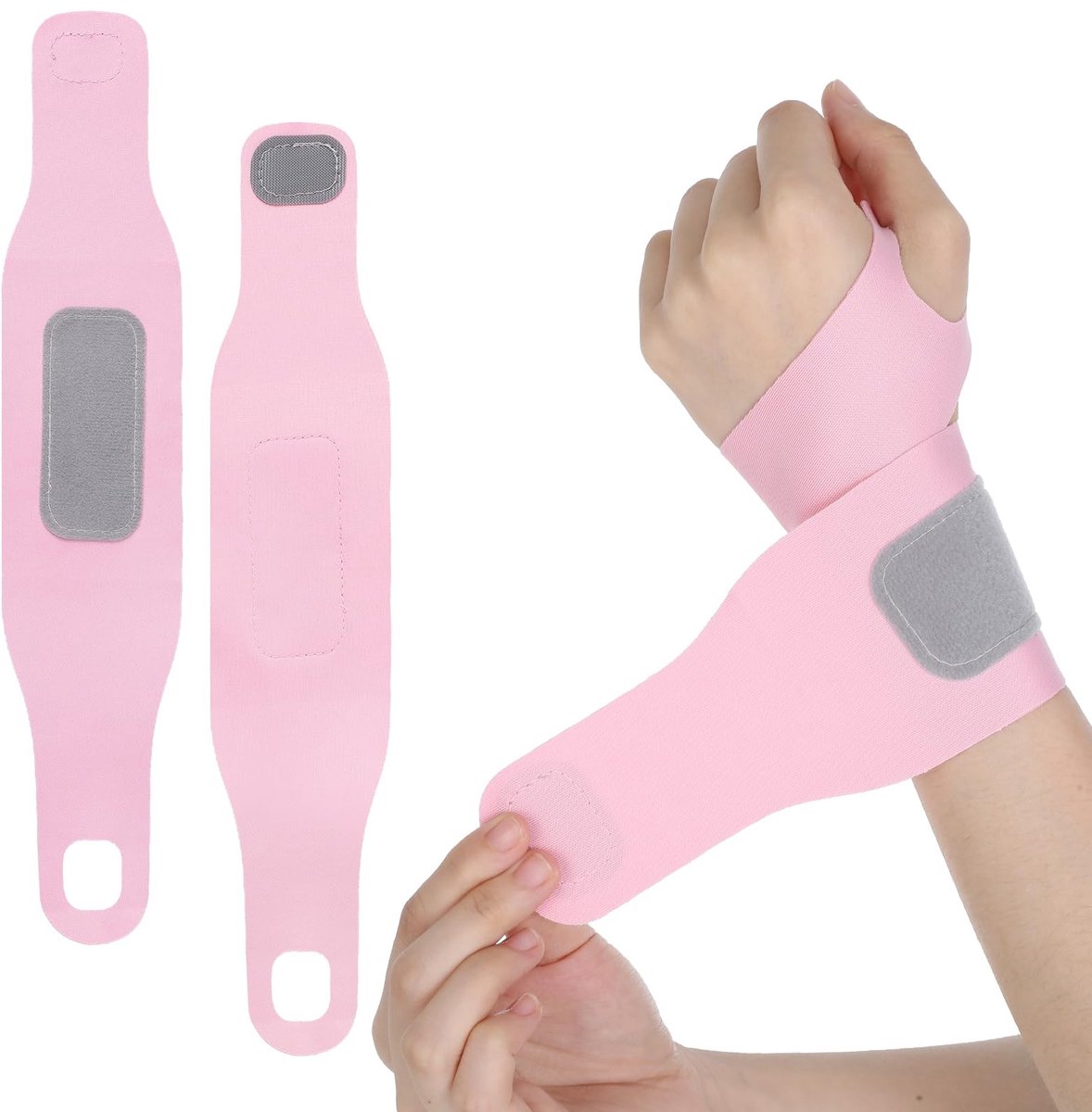 Dailygoods- Polsbandages 2 stuks - Verstelbare Polssteun - Ademend Elastaan - Pijnverlichting - Sport/Fitness - Roze Kleur - 35 x 7 cm