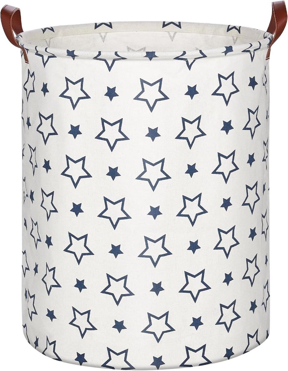 Wasmand Groot Vuile Kleren Mand Opbergen Kleding Opvouwbaar Ontwerp 63 Liter Blauw Sterren