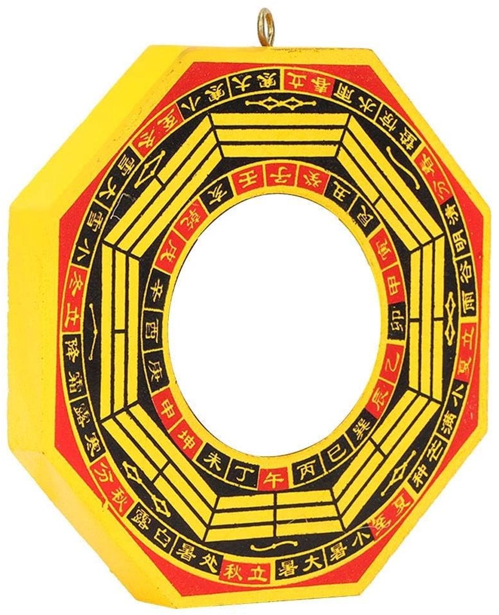 Dailygoods- Bagua Spiegel - Feng Shui Houten Spiegel - Convex/Concave - Lucky Spiegel - Beschermend Hulpmiddel - Positieve Energie Aantrekken