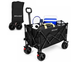 BRASQ Bolderkar Opvouwbaar - 165 Liter - 100 KG Draagkracht - Draaibare wielen mét rem - 90 x 52 x 110 cm - Verstelbare hendel - Inklapbare Bolderwagen - Zwart