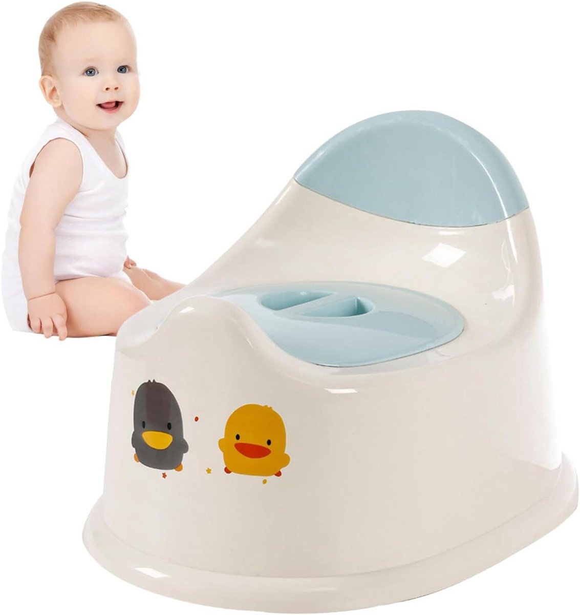 Kindertraining Potje - Zitje Toilet - Plas Training - Morsbestendig Deksel - 29 x 24 cm - Blauw