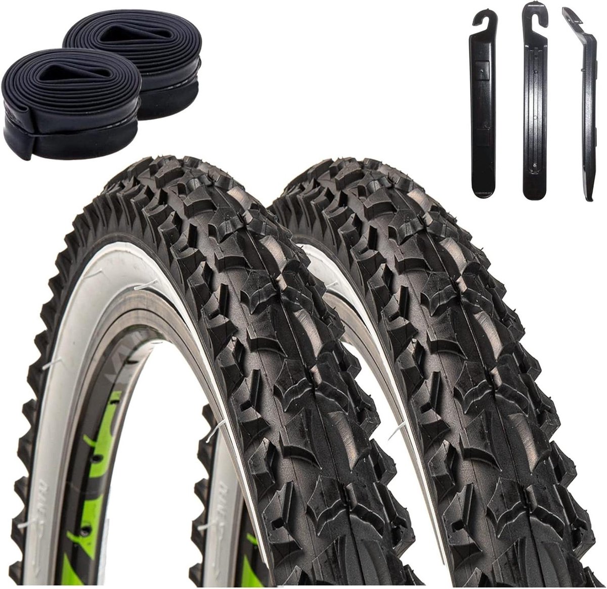 Fietsbanden Set - Banden en Slangen - Veilig Fietsen - Compleet met Lichters - 26 inch - Zwart Wit