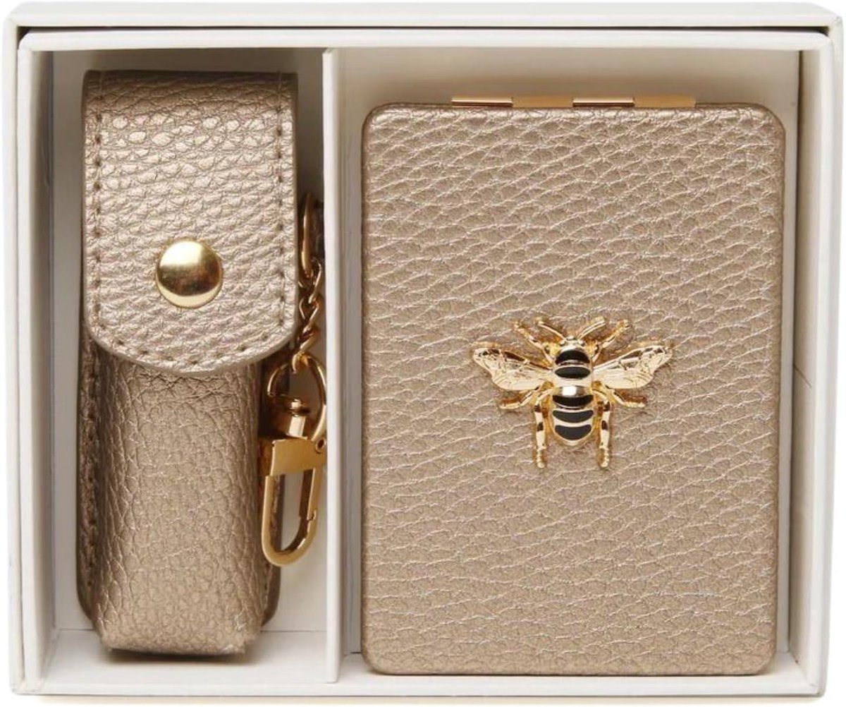 Make-up Set - Spiegel & Houder - Cosmetica Opbergen - Luxe Cadeauverpakking - Compact Formaat - Brons