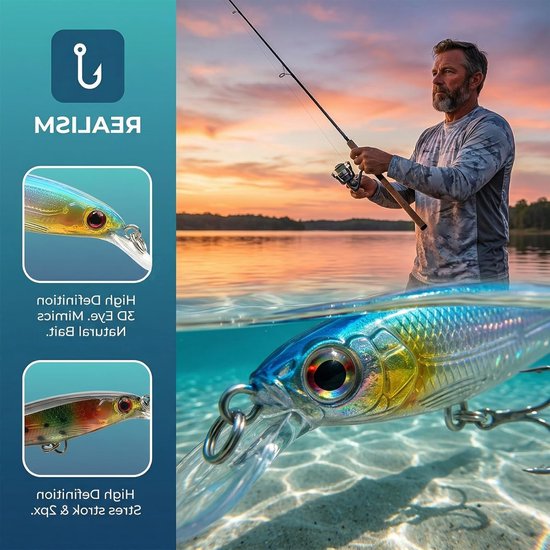 Set van 8 Visserslures met Jigkop, Zachte Rubber Aas voor Zoet en Zout Water, Inclusief Opbergdoos voor Roofvis zoals Baars, Snoek en Snoekbaars — afbeelding 2