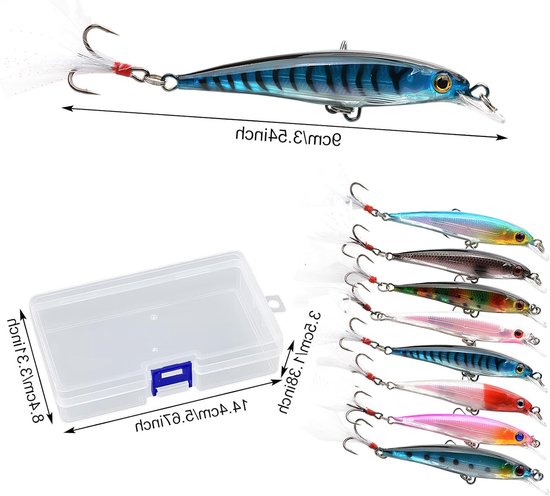 Set van 8 Visserslures met Jigkop, Zachte Rubber Aas voor Zoet en Zout Water, Inclusief Opbergdoos voor Roofvis zoals Baars, Snoek en Snoekbaars — afbeelding 5