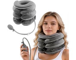 DASIAUTOEM Opblaasbare nekstrekker voor cervicale tractie, verstelbare nekstrekker met 3-laags stretchdesign, cervicaal tractieapparaat tegen nekpijn, voor thuis en op reis