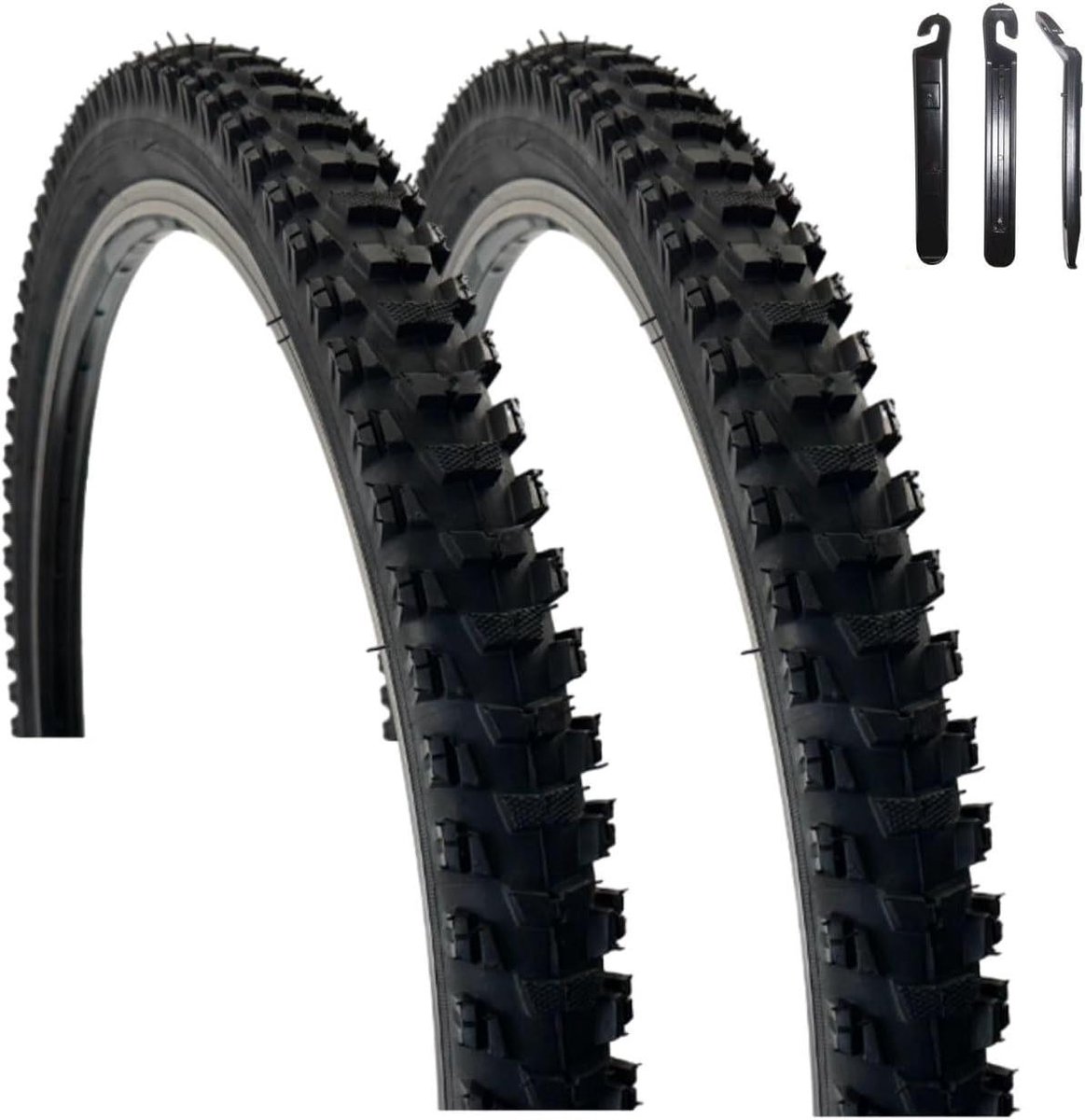 Fietsbanden Set - Banden voor fiets - Fietsen op weg - Inclusief bandenlichters - 26 inch - Zwart