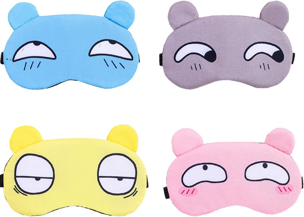 Set van 2 schattige cartoon slaapmaskers met zachte en pluizige hoesjes, ideaal voor reizen, kinderen en volwassenen, perfect voor een goede nachtrust