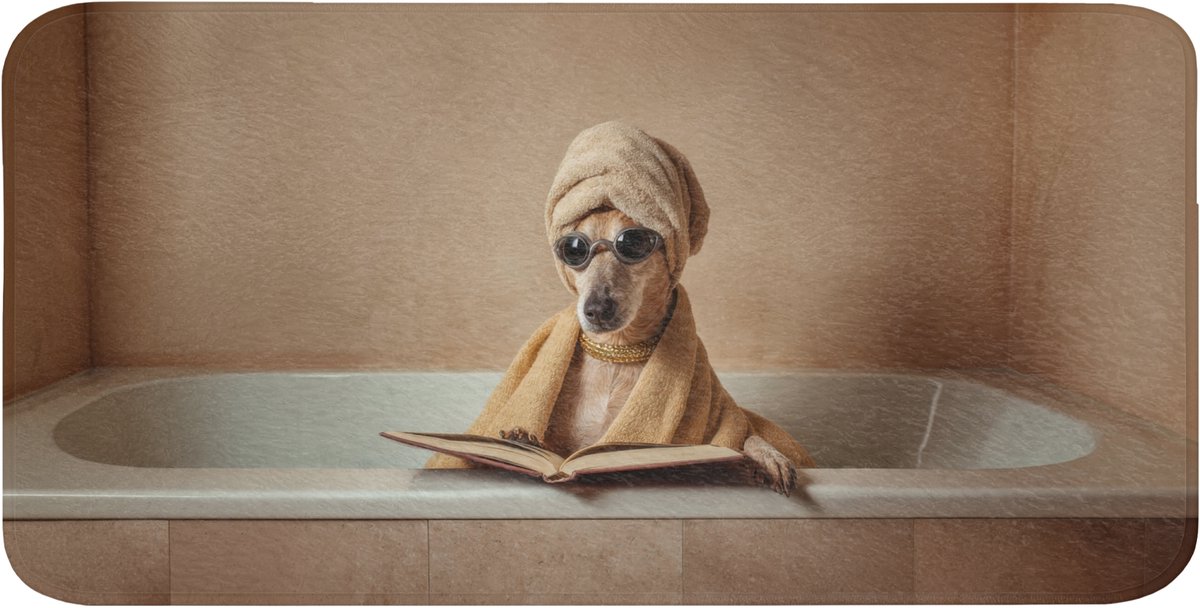 WC mat 120x60 cm - Antislip - Bad - Hond - Boek - Zonnebril - Toiletmat - Vloermat - Douch