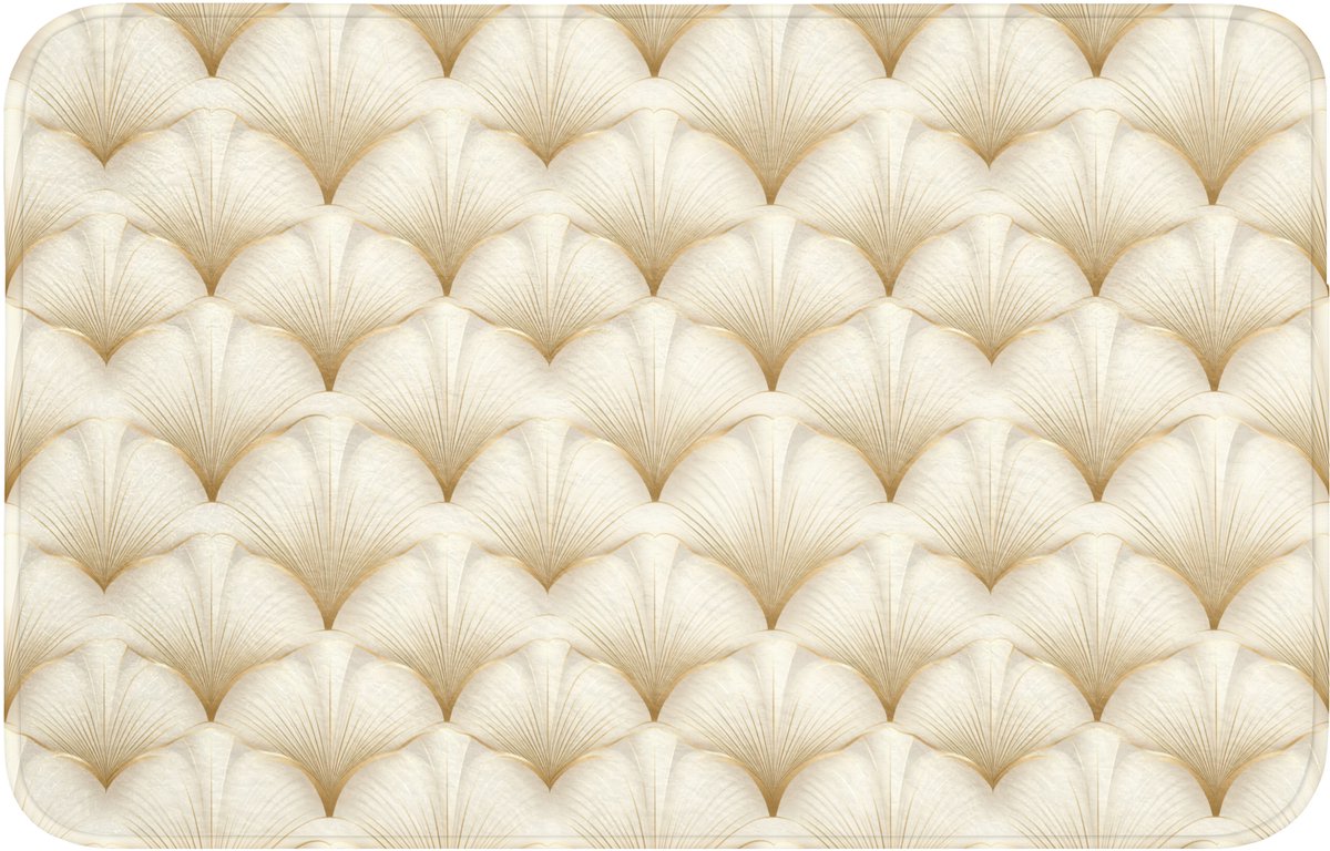 WC mat 80x50 cm - Antislip - Waaier - Motief - Goud - Toiletmat - Vloermat - Douchemat - T