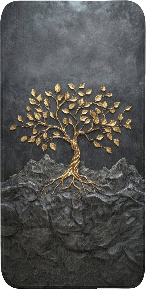 Badmat 60x120 cm - Antislip - Bladeren - Goud - Boom - Rots - Badmatten voor badkamer - Badkamermat - Douchemat - Badkamer mat
