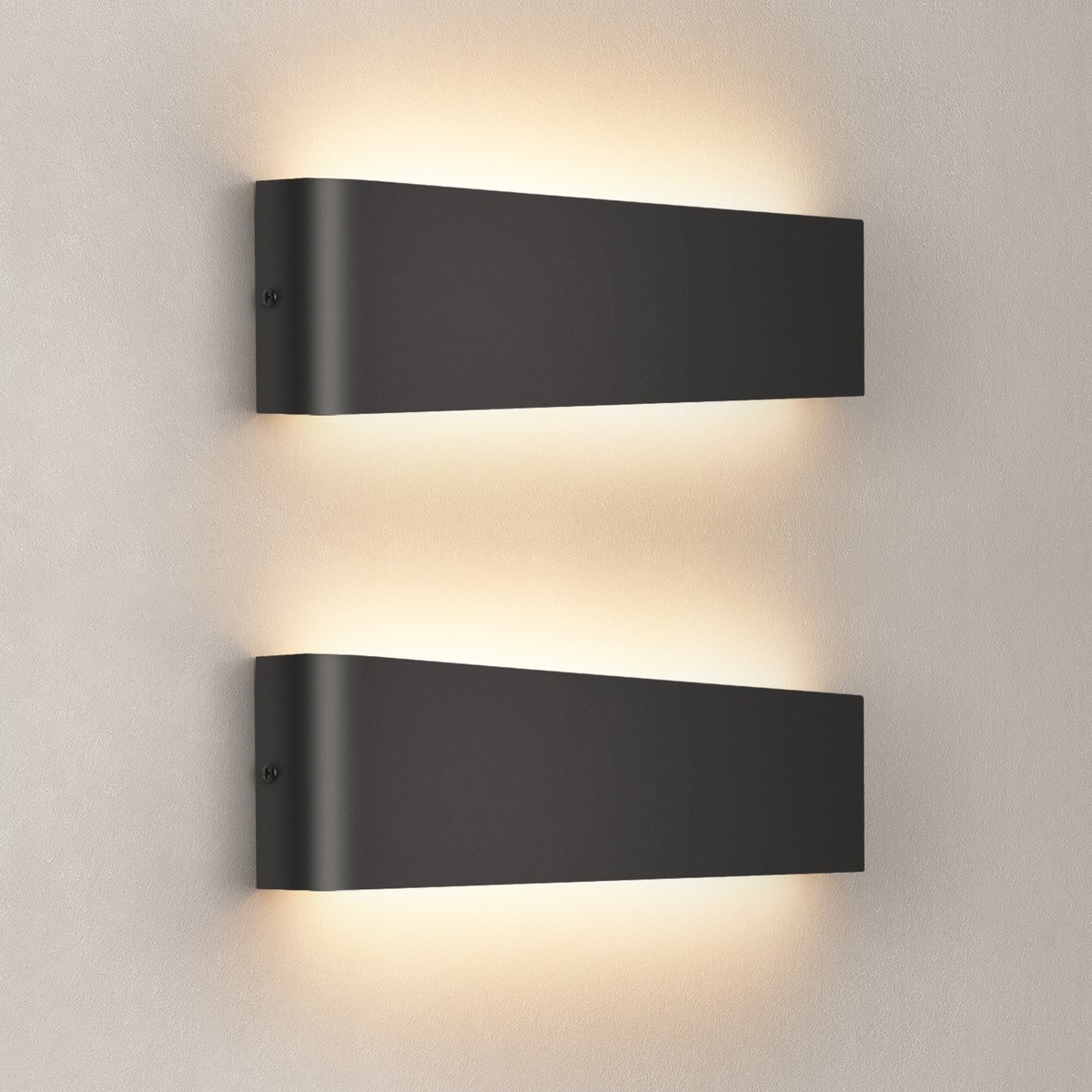 Oraymin LED Wandlamp Binnen - 30CM - 12W - Up & Down - Aluminium - Zwart - Set van 2
