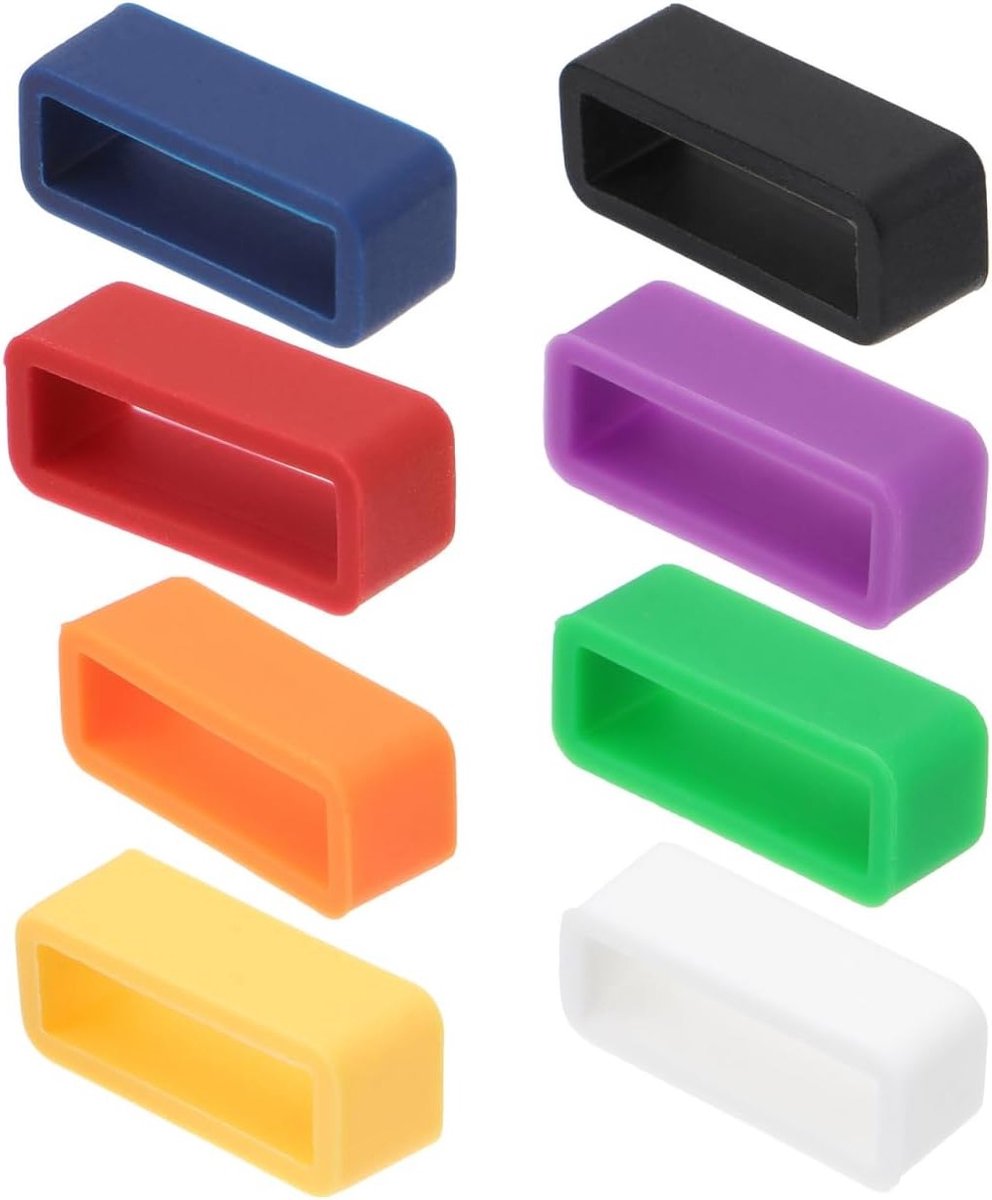 8PCS Silicone Horlogeband Ringen - Antival Bevestigingsaccessoires voor Horlogebanden in Diverse Kleuren (Wit, Geel, Rood, Paars, Groen, Blauw, Zwart, Oranje)
