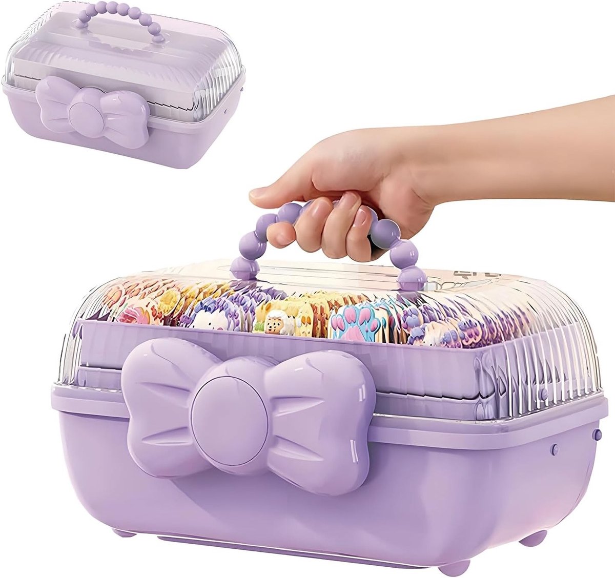 Haaraccessoires Organizer met Handvat, 3-laags Opbergdoos voor Haarspelden, Kinder Haarbanden en Klemmen, Ideaal voor Meisjes en Naaibenodigdheden