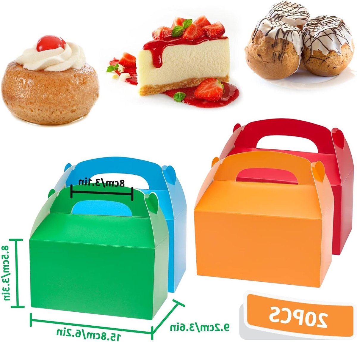 20 Stuks Kraft Papier Verpakkingsdozen voor Feestjes, Cupcakes en Trouwen - Cardboard Gift Boxes (15.8 x 9.2 x 8.5 cm)
