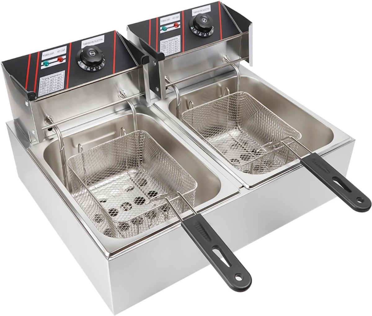 RUX® Frituurpan dubbel - Frituurpan -Zilver - 44cm x 55cm x 30cm