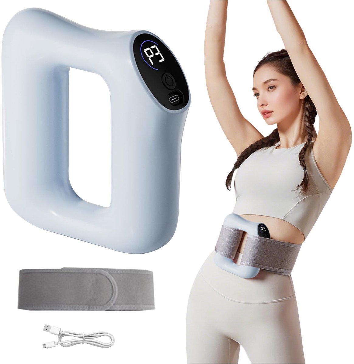 carmdering - Massage apparaat - Lymfedrainage apparaat - Anti-Cellulite Roller - Lichaamsvorming - Dubbel ontwerp, 360° vetverbranding - 5 intensiteiten, 3 modi, warmtetherapie - Type-C, 30 dagen batterij - Stil, draagbaar, ideaal voor thuis - blauw