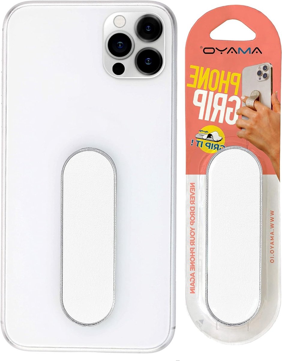 Smartphone vingerhouder - mobiele grip voor telefoon, standaard ring grip, leer serie (wit)