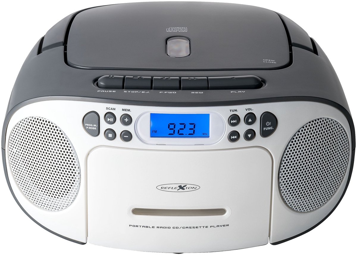 Reflexion RCR2260GR Radio/CD-speler VHF (FM) AUX, CD, Cassette Grijs-wit