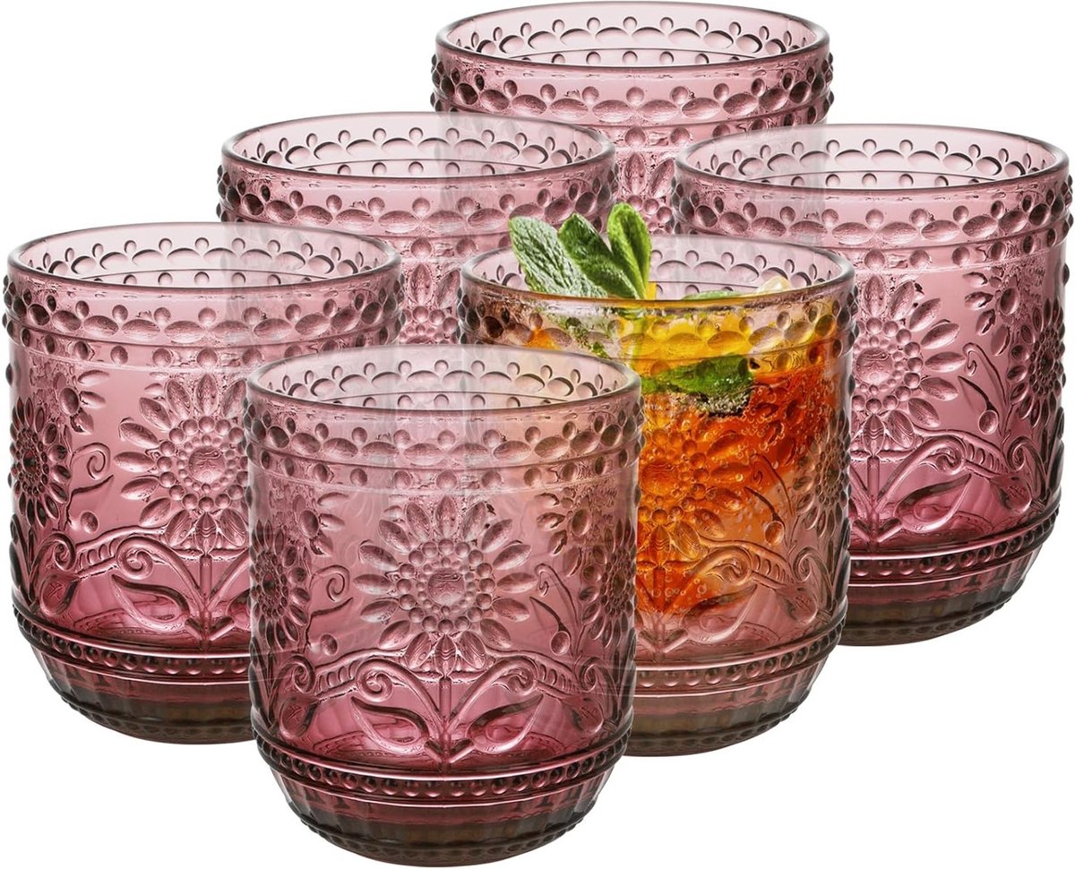 Kleurige Cocktailglazen Set van 6 - 360 ml - Perfect voor Cocktails en Sap - Vaatwasserbestendig en Stapelbaar - Modern Design