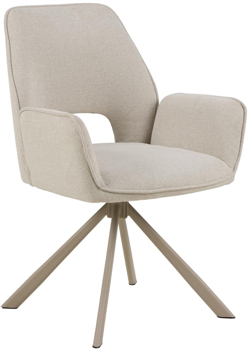 Eetkamerstoel Ravi Met Armleuning Apia Beige Set van 2 - Giga Living
