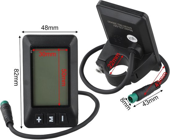 Fietscomputer - Fiets snelheidsmeter - LCD-display - 24V 36V 48V - waterdichte 5-pins interfacekabel - ABS-materiaal - Zwart van Fietscomputer. — afbeelding 5