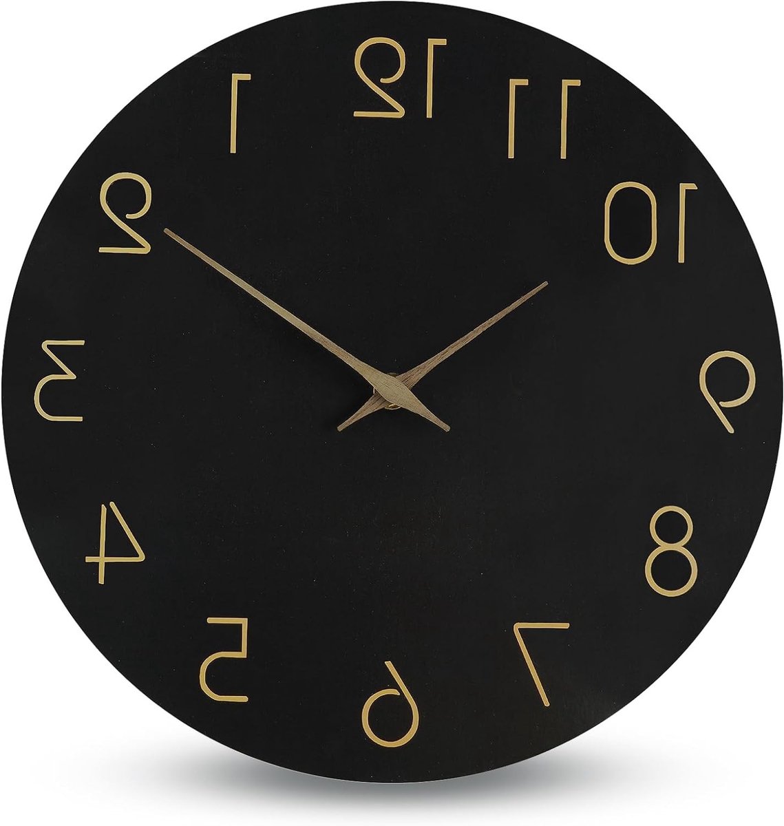 Stille en Non-Ticking Ronde Houten Wandklok van 30.5 cm - Makkelijk Afleesbare Klok voor Woonkamer, Slaapkamer en Kantoor