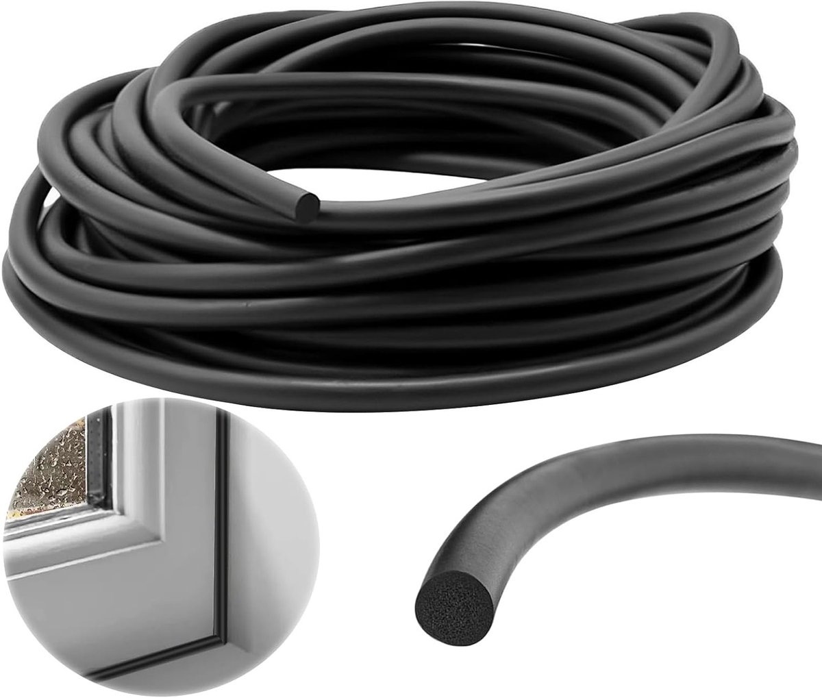 Ronde afdichtkoord van 5 m met een diameter van 4 mm, EPDM rubber voor het afdichten van deuren, ramen en muren, weerbestendig en duurzaam