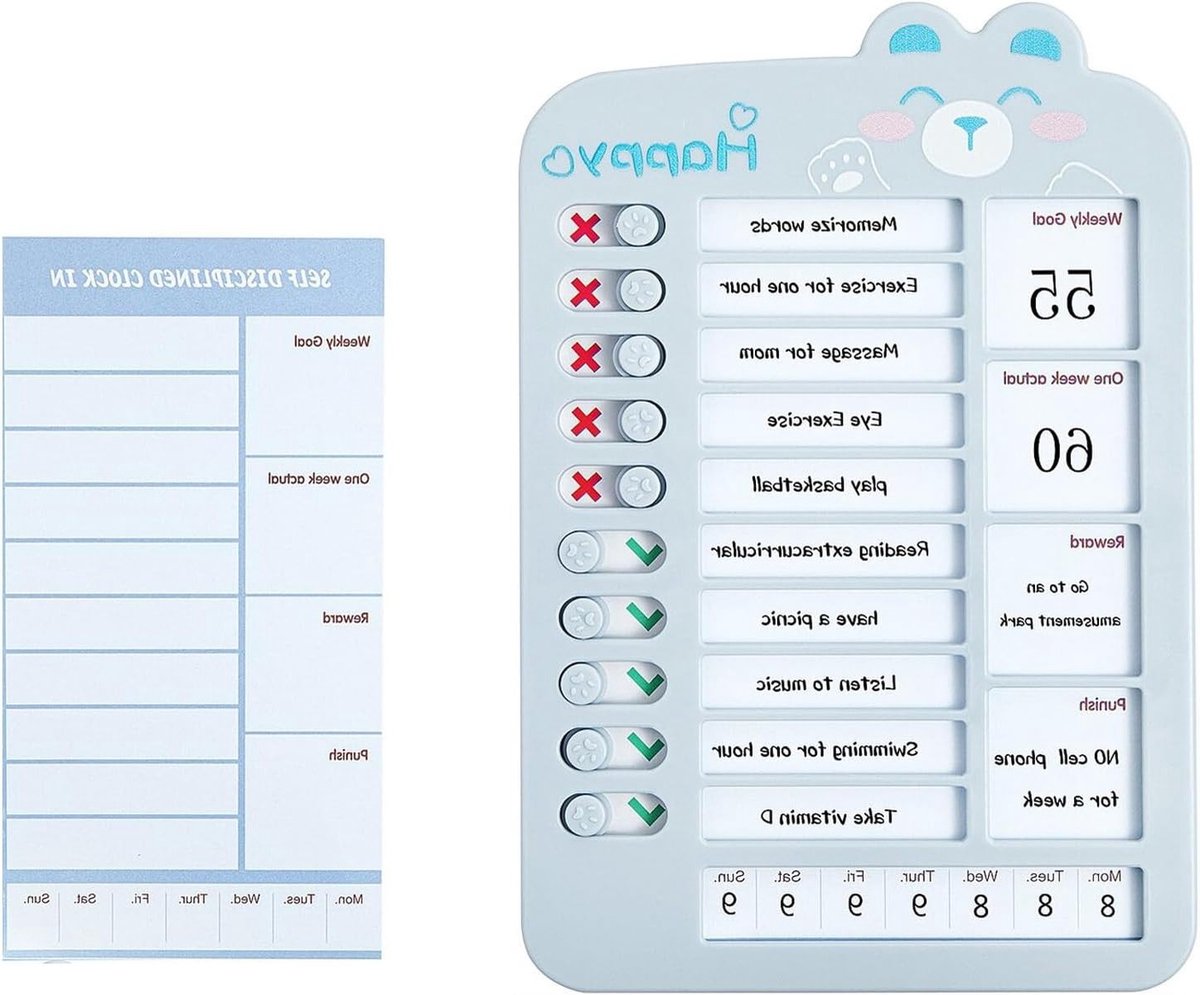 Herbruikbaar Takenbord voor Kinderen - Blauw To-Do Lijst, Ideaal voor Thuis, Gedragsplanning en Dagelijkse Taken