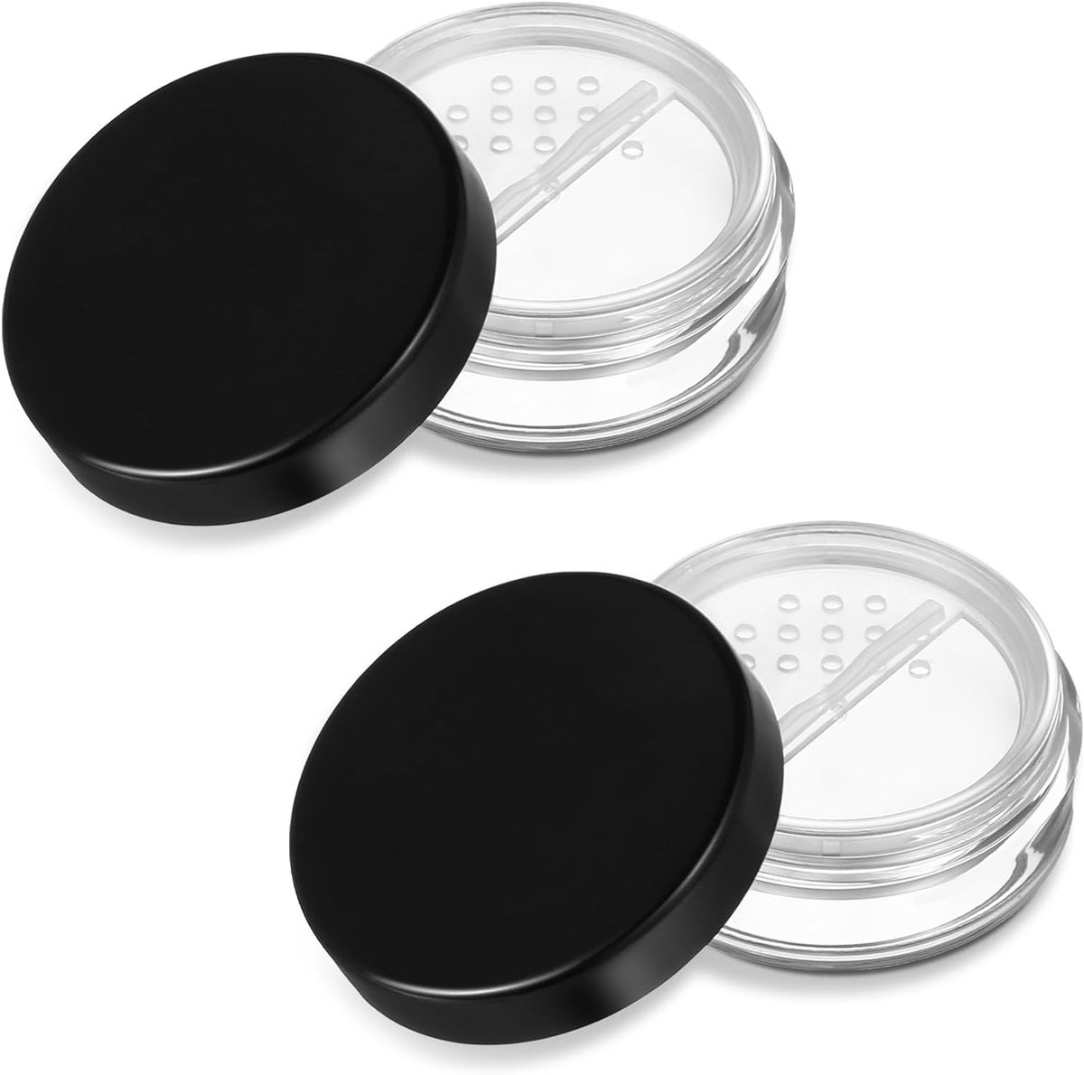 Set van 2 Herbruikbare 10g Lege Poederdozen, Transparante Poedercontainers met Afneembare Zeefdeksel voor Vrouwen en Meisjes, Ideaal voor Make-up en Reizen