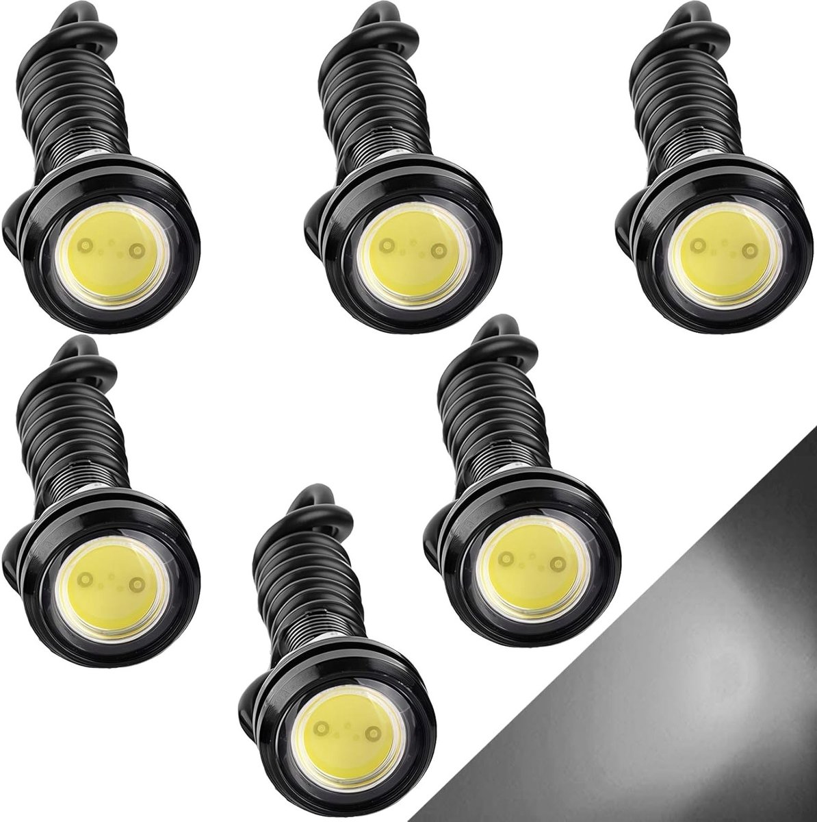 Set van 6 Waterdichte 9W LED Eagle Eye Lampen voor Auto en Motorfiets Dagrijverlichting (12V Wit)