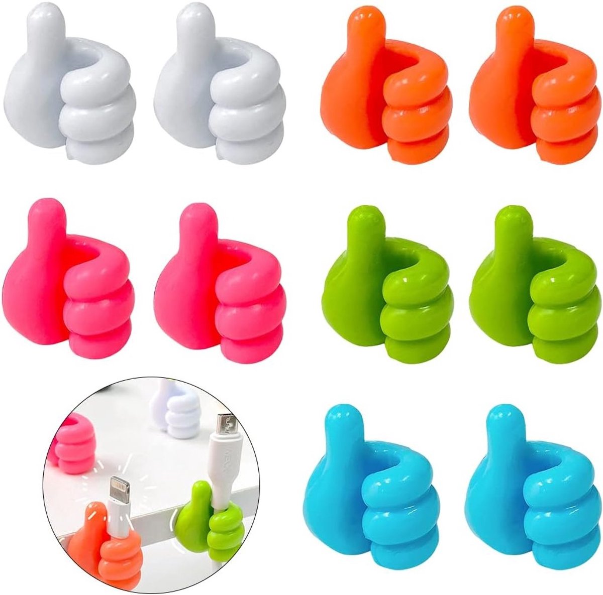 10 Stuks Siliconen Wandhaken, Creatieve Multifunctionele Mini Klemmen voor Kabels, Zelfklevende Wandhaken voor Keuken, Badkamer en Kantoor