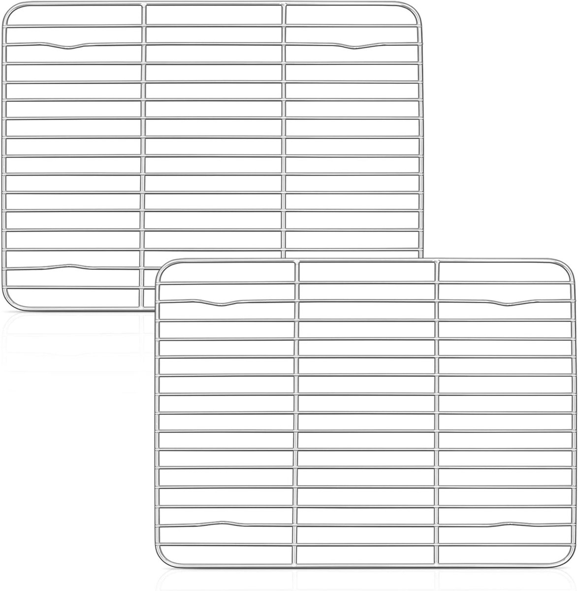 Set van 2 Rechthoekige Koelroosters voor Taarten en Gebak - Perfect voor Roosteren, Bakken en Grillen, 29.5 x 23 x 1.5 cm, Geschikt voor Oven en Vaatwasser