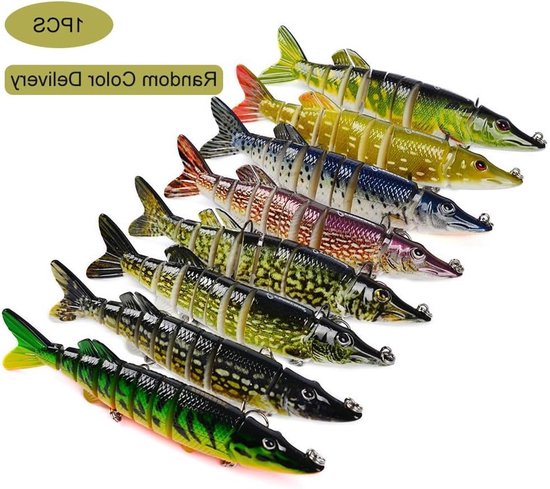 Realistische langzaam zinkende baars swimbait met meerdere gewrichten, set met drievoudige haken voor baars, forel en snoekbaars — afbeelding 5