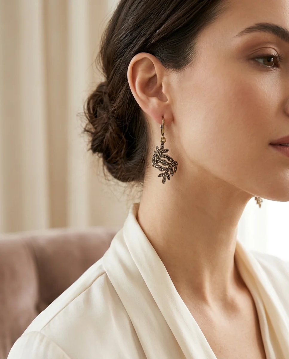 Dorvina Bronzen Oorbellen Authentiek Sieraad Margazit Steen Ask Merdiveni Model Vintage Dames Oorbellen