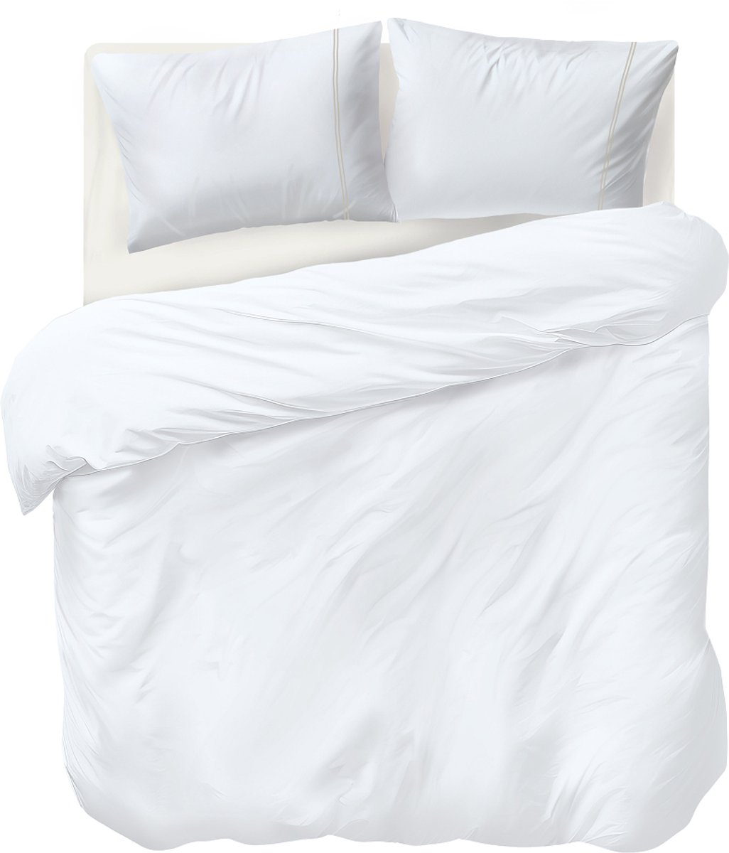 Auping Beige lines satin Dekbedovertrek - Tweepersoons 200 x 220 cm - Katoensatijn - Beige