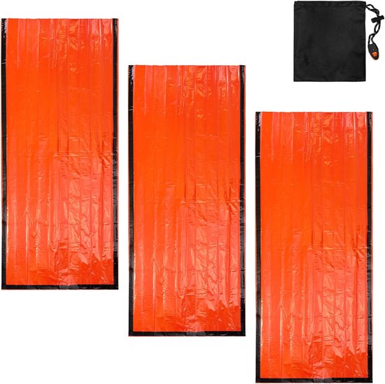 Noodslaapzak 3 stuks - Overlevingstas Bivakzak - Buiten avontuur - Warmte reflecterend - 213 x 91 cm - Zilver van Merkloos — afbeelding 3