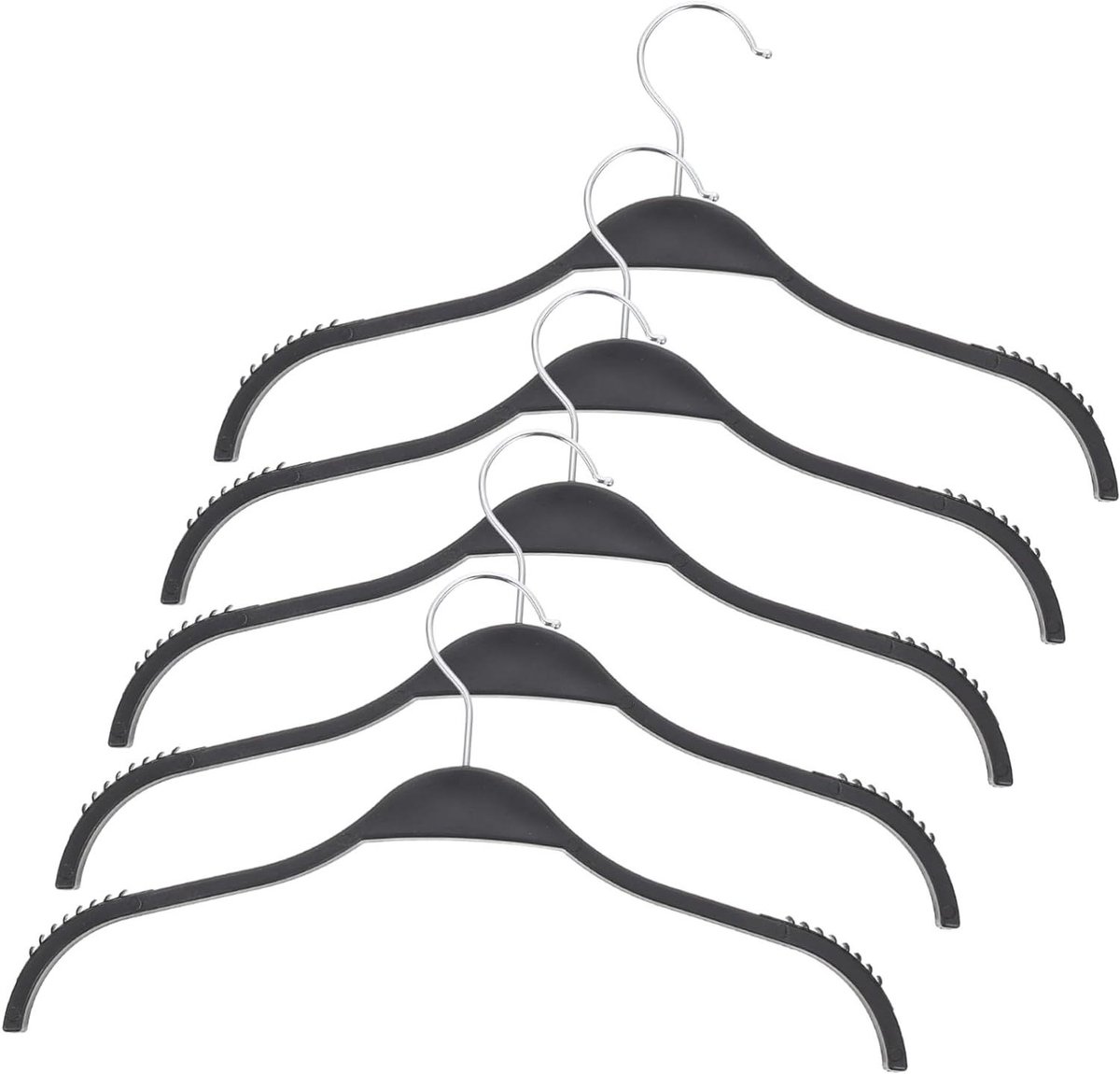 Kledinghangers Set - Kledingrek Plastic - Kleding Opbergen - Antislip Grip - 5 Stuks - Zwart