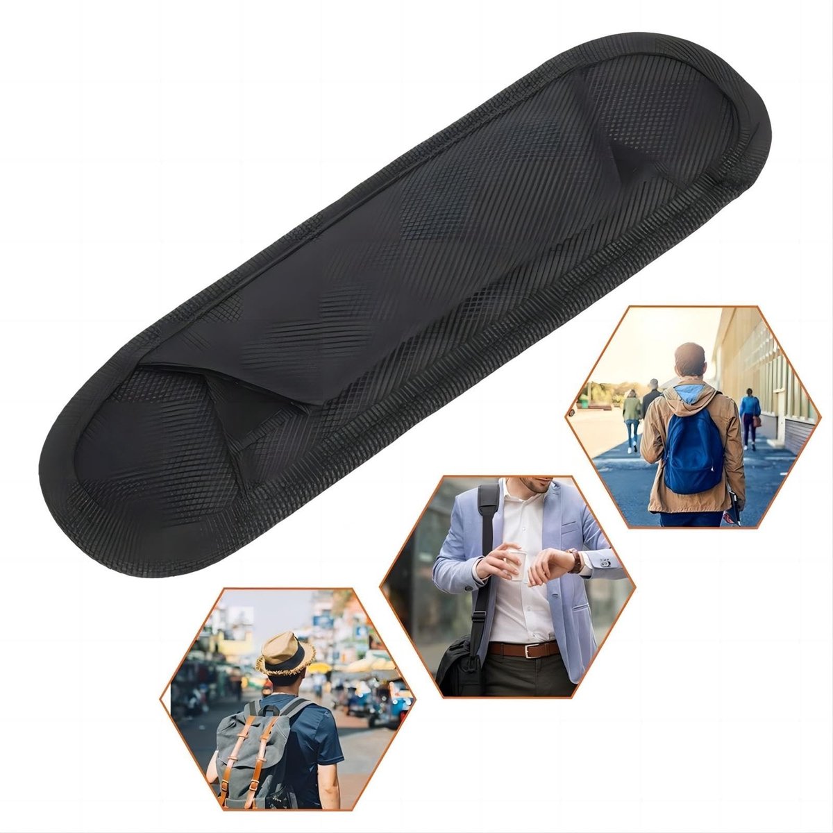aladdien - Schouderkussen - Antislip - Zacht en Duurzaam - Zwart - Kussen voor Schouderriem - Perfect voor Reistas en Gitaarriem